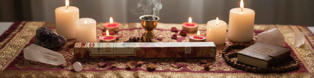 Hem Hexagon Precious Rose Incense Sticks for Tranquil Aromatherapy by Divine Intentions
