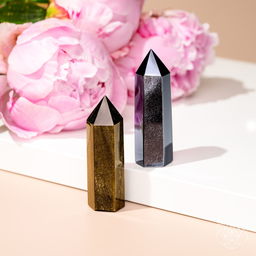 The Upper Hand – Gold & Silver Sheen Obsidian Points by Conscious Items