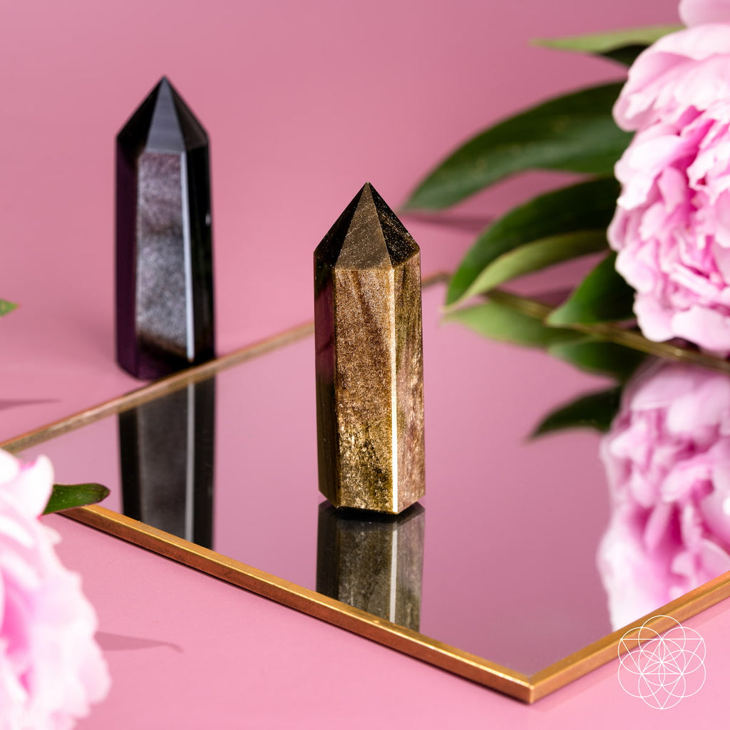 The Upper Hand – Gold & Silver Sheen Obsidian Points by Conscious Items