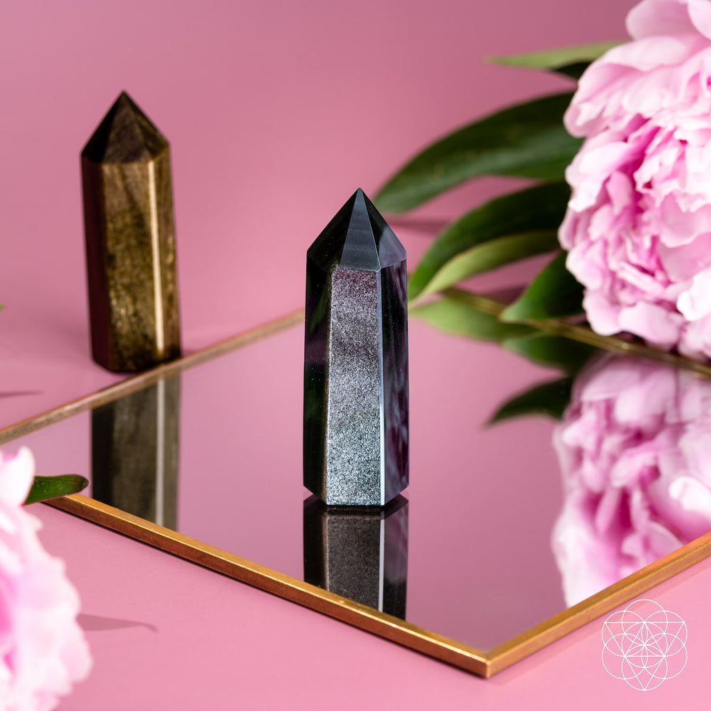 The Upper Hand – Gold & Silver Sheen Obsidian Points by Conscious Items
