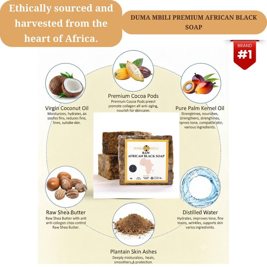 Authentic African Black Soap | Organic Skincare for Clear & Glowing Skin by Duma Mbili LLC