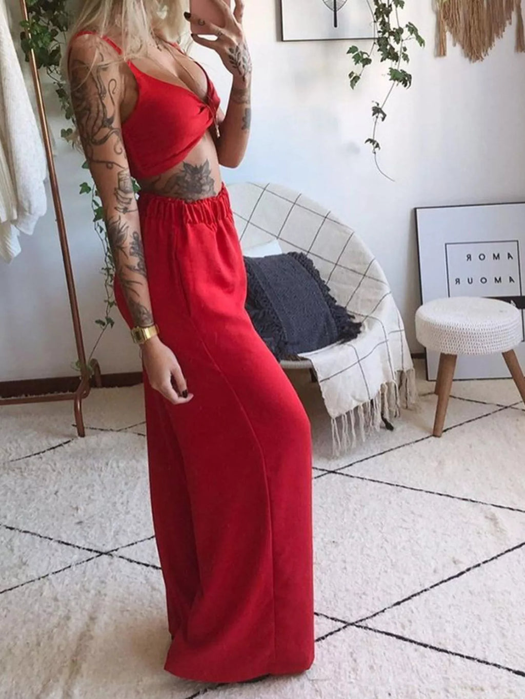 Boho Butterfly Print Top and Pants Set by Simply Love