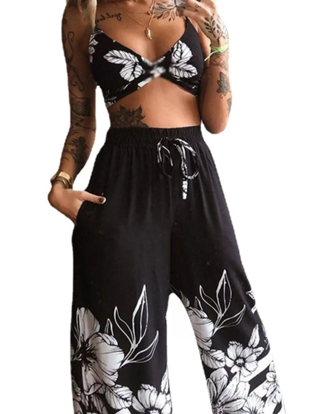 Boho Butterfly Print Top and Pants Set by Simply Love