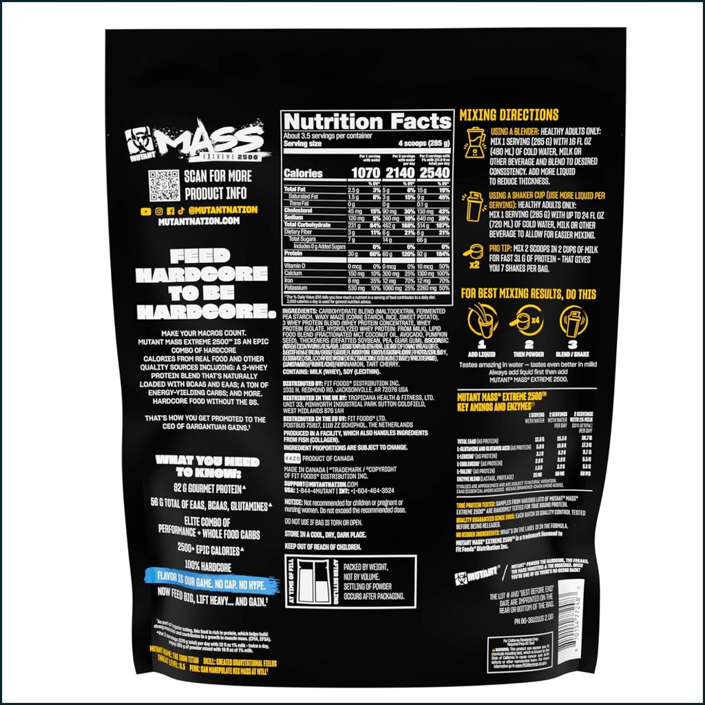 Mutant Mass Extreme 2500, 2.2lbs by PoorBoySupplements.com