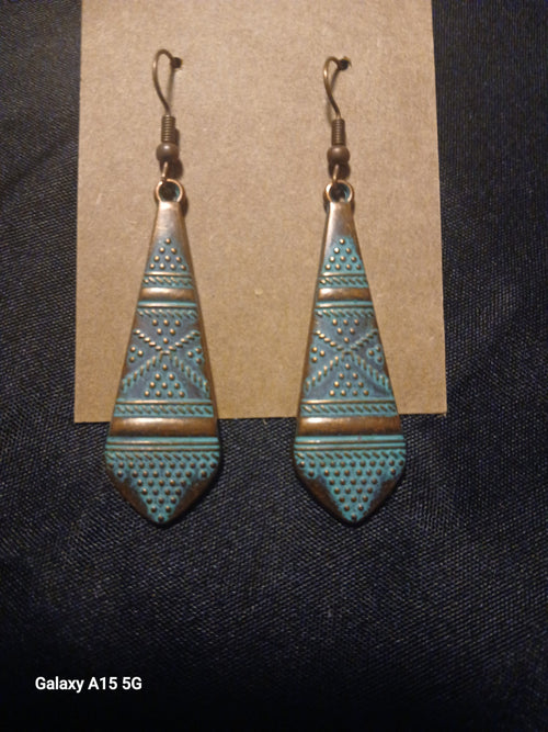 Copper Plated Tribal Geometric Earrings by Phantashas-Haven