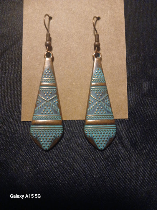 Copper Plated Tribal Geometric Earrings