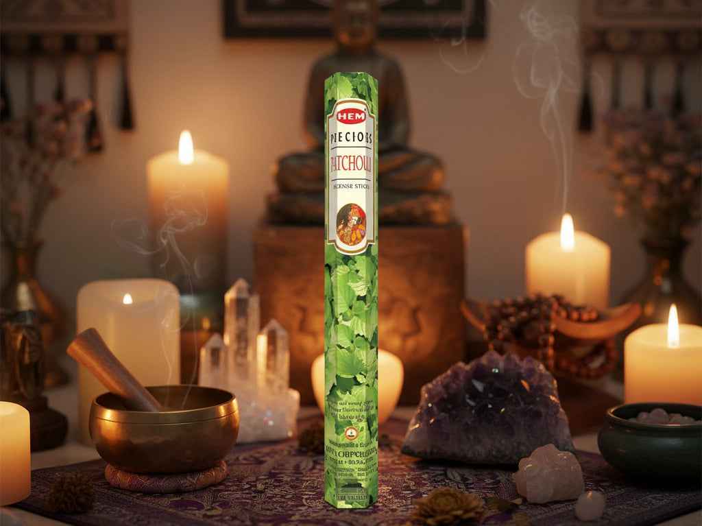 Hem Hexagon Patchouli Incense Sticks for Invigorating Aromatherapy and Relaxation by Divine Intentions