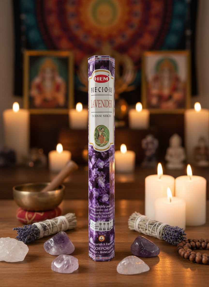 Hem Hexagon Precious Lavender Incense Sticks for Tranquil Aromatherapy by Divine Intentions